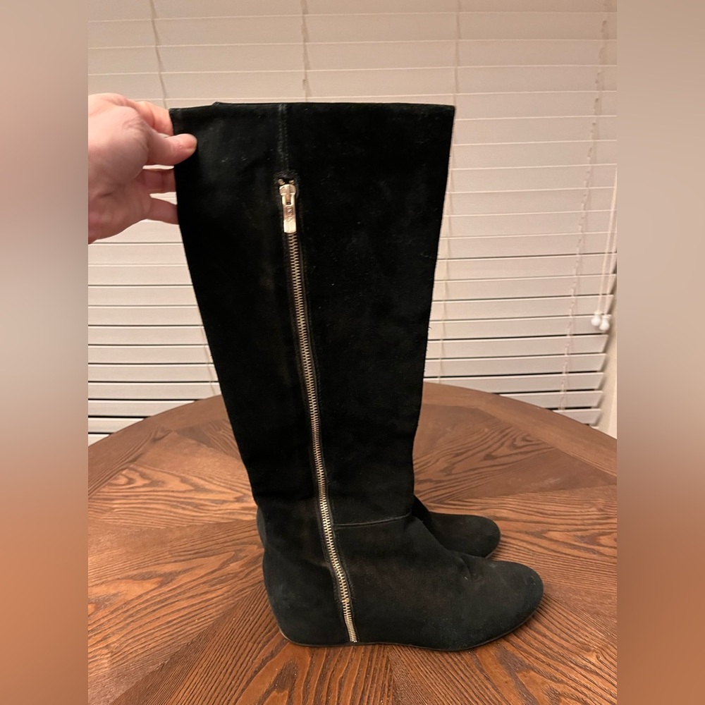 BCBG Knee high suede boots with slight wedge heel